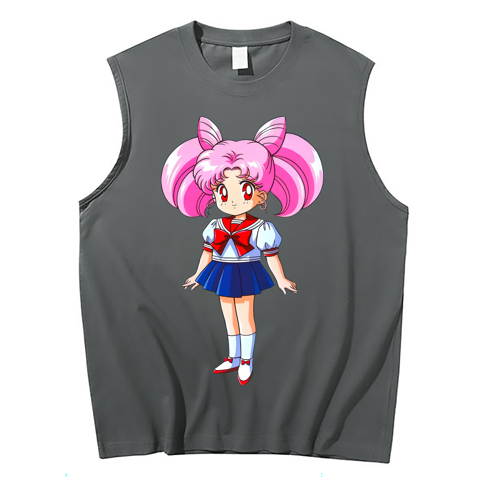 （画像用） 美少女戦士セーラームーン ちびうさ Sailor Moon Chibiusa Tsukino Usagi Small Lady Serenity コットン100％タンクトップ（フロントプリント）